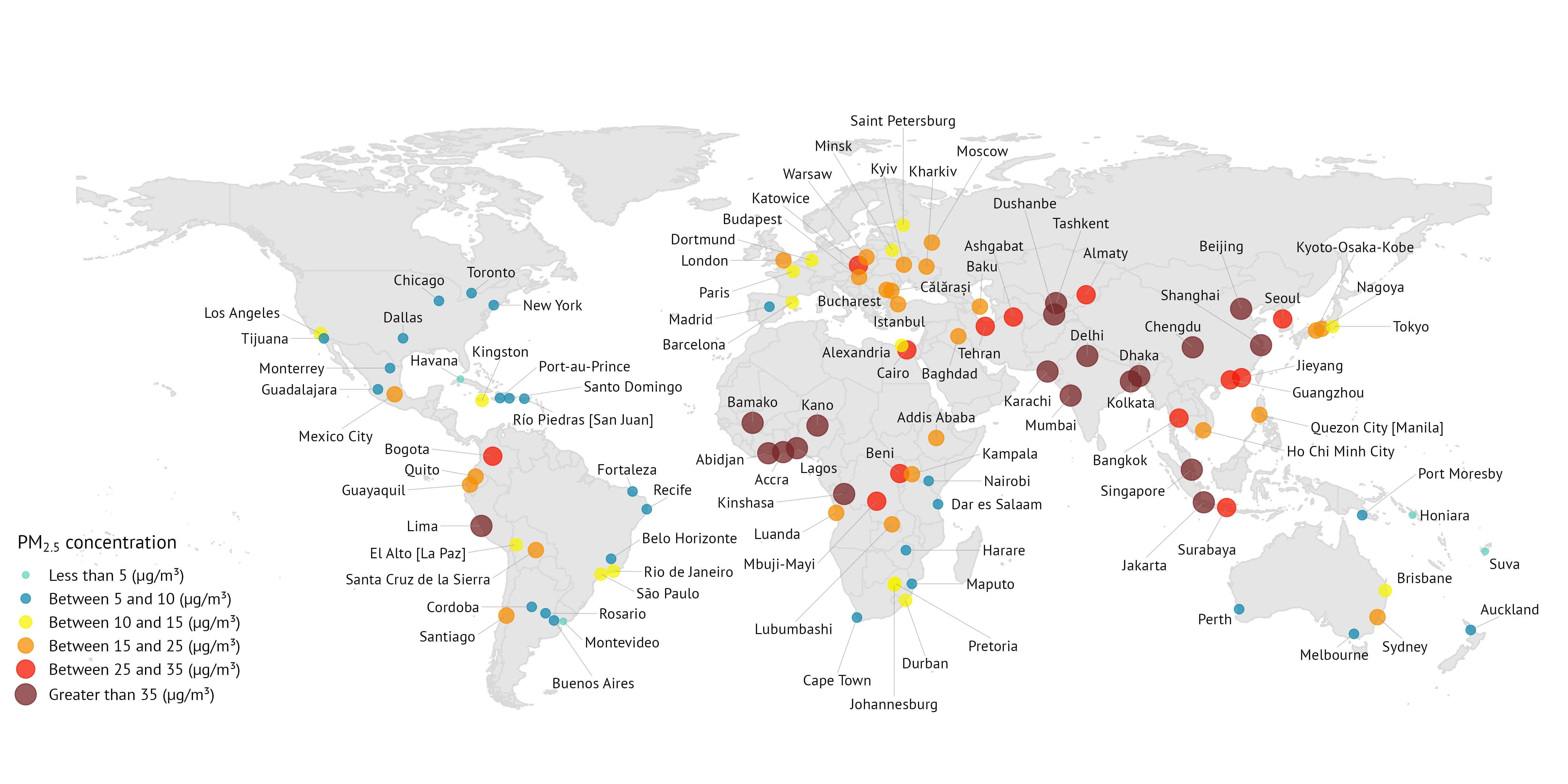 Map: exposure to PM2.5